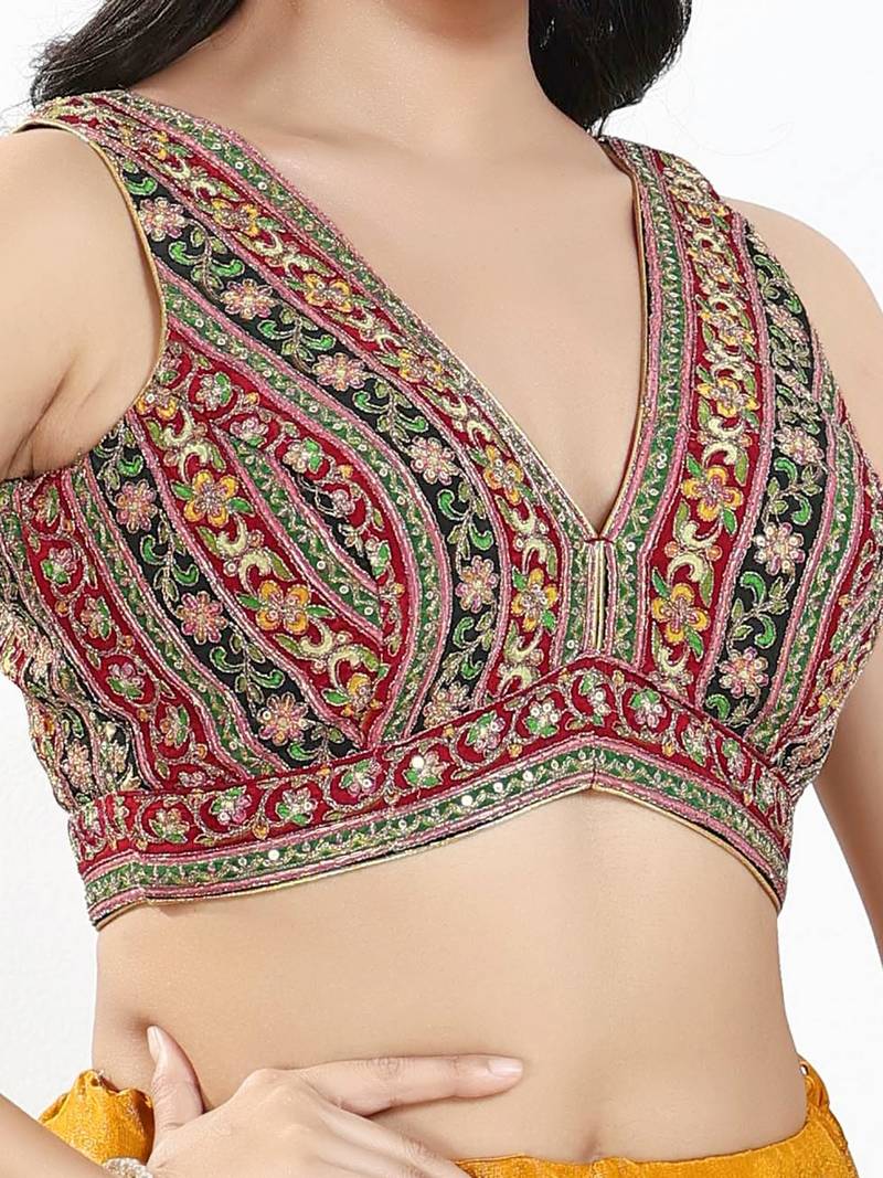Women's georgette padded back open sleeveless saree blouse