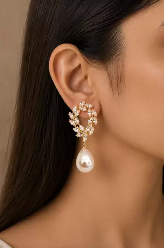 Anti tarnish korean cz drop earrings