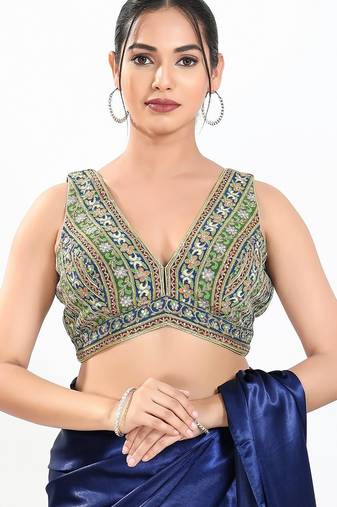 Women's georgette padded back open sleeveless saree blouse