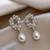 Silver toned korean cz drop earrings
