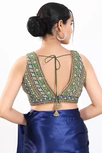 Women's georgette padded back open sleeveless saree blouse