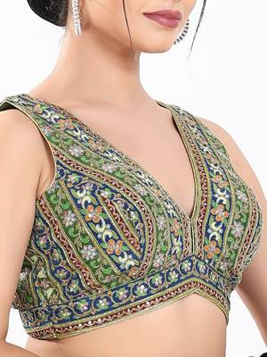 Women's georgette padded back open sleeveless saree blouse 4