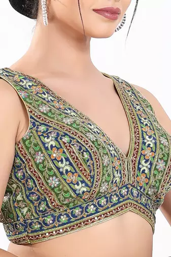 Women's georgette padded back open sleeveless saree blouse
