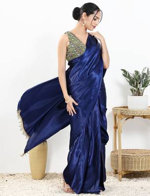 Women's georgette padded back open sleeveless saree blouse 5