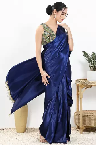 Women's georgette padded back open sleeveless saree blouse