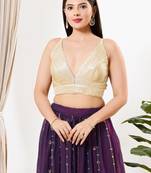 Women's sequence padded back open sleeveless saree blouse