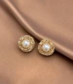 Anti tarnish circular cz stud earrings