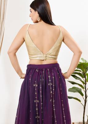 Women's sequence padded back open sleeveless saree blouse 2