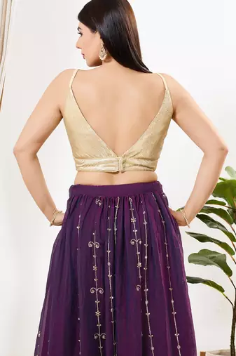 Women's sequence padded back open sleeveless saree blouse