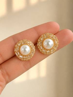 Anti tarnish circular cz stud earrings 2
