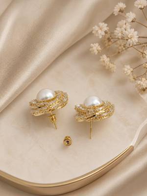 Anti tarnish circular cz stud earrings 3