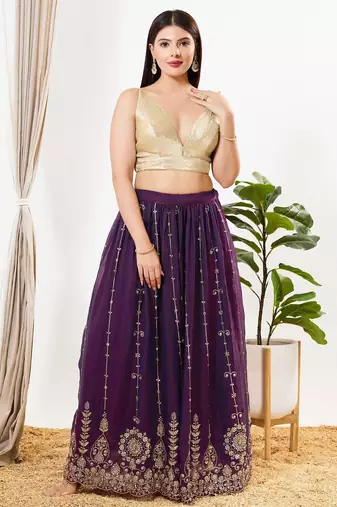 Women's sequence padded back open sleeveless saree blouse