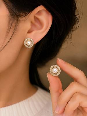 Anti tarnish circular cz stud earrings 5