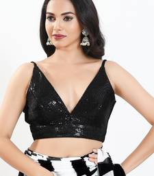 Women's sequence padded back open sleeveless saree blouse