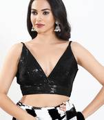 Women's sequence padded back open sleeveless saree blouse