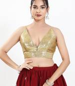 Women's sequence padded back open sleeveless saree blouse