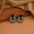 German silver black floral drop earrings
