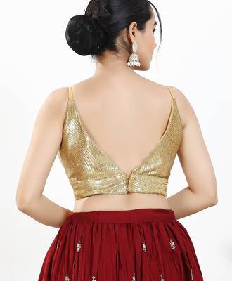 Women's sequence padded back open sleeveless saree blouse 2