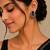 German silver black floral drop earrings