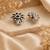German silver clear white floral drop earrings