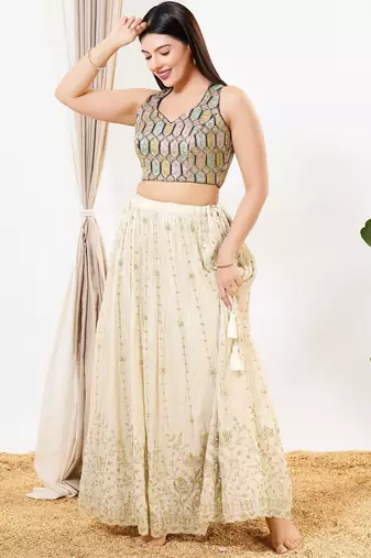 Women's silk padded back open sleeveless saree blouse