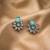 German silver mint green floral drop earrings