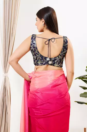 Women's silk padded back open sleeveless saree blouse