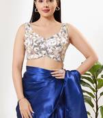 Women's silk padded back open sleeveless saree blouse