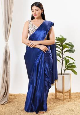 Women's silk padded back open sleeveless saree blouse 4