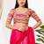 Women's silk padded back open elbow sleeves saree blouse