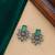 German silver pink green floral drop earrings