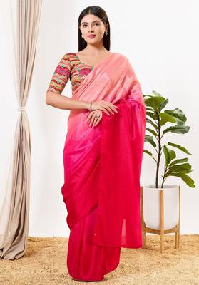 Women's silk padded back open elbow sleeves saree blouse 4