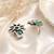 German silver pink green floral drop earrings