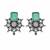 German silver pink green floral drop earrings