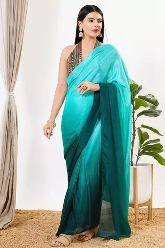 Women's silk padded back open sleeveless saree blouse