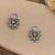 German silver pink floral drop earrings