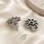 German silver pink floral drop earrings