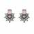 German silver pink floral drop earrings