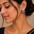 German silver pink floral drop earrings