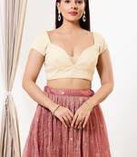 Women's silk padded back open short sleeves saree blouse