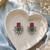 German silver red green floral drop earrings