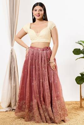 Women's silk padded back open short sleeves saree blouse 4