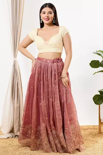 Women's silk padded back open short sleeves saree blouse