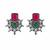 German silver red green floral drop earrings