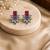 German silver ruby red floral drop earrings