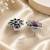 German silver ruby red floral drop earrings