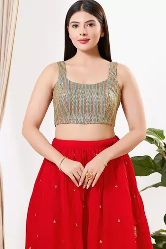 Women's silk padded back open sleeveless saree blouse