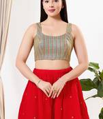 Women's silk padded back open sleeveless saree blouse