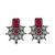 German silver ruby red floral drop earrings