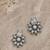 German silver white floral drop earrings